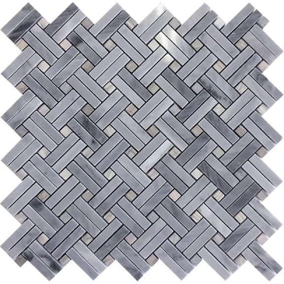 5 pack Gray 11.2 in. x 11.5 in. Double Weave Polished Marble Mosaic Floor and Wall Tile (4.47 sq. ft./Case)