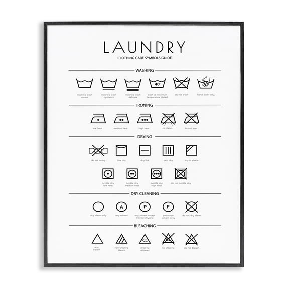 Stupell Industries Transitional Minimal Laundry Cleaning Symbols Black Framed Giclee Art, 24 x 30, by Martina Pavlova