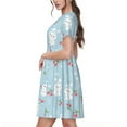 thumbnail image 2 of Salouo Easter Rabbit for Women's Short Sleeve Summer Dress, Pleated Loose Swing Knee Length Dresses with Pockets, 2 of 6