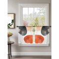 thumbnail image 2 of Sheer Curtains 45 Inch Length 2 Panels Set for Kitchen, Black Orange Art Semi Sheer Curtains for Windows, Geometric Modern Abstract Art Voile Window Treatments Rod Pocket Curtain, 2 of 7