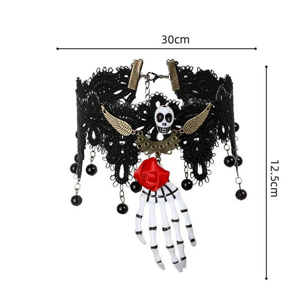 Collar falso de clavícula, collar de encaje de moda para damas, collar de Halloween, disfraz de Halloween, regalo navideño