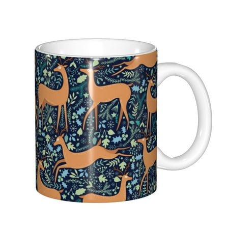 

Zeuib Reindeer Ceramic Coffee Mug with Large Handle，Modern Reactive Glaze Dishwasher & Microwave Safe – Perfect for Home Office Café Gift-Ready