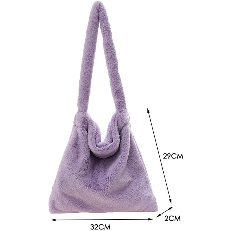 CoCopeaunt Fluffy Tote Bag Y2K Long Strap Furry Tote Bag Large Cute Plush Bag Women Fluffy Purse for Autumn and Winter