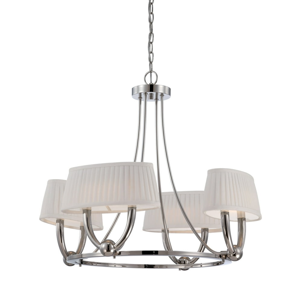 Chandelier with White Linen Fabric Shade