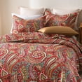 thumbnail image 3 of Visimisi 100%Cotton Christmas Bedspread Quilt Sets Reversible Bedding Coverlet Sets Comforter, Floral Paisley Bedspread (Red, Queen Size), 3 of 10