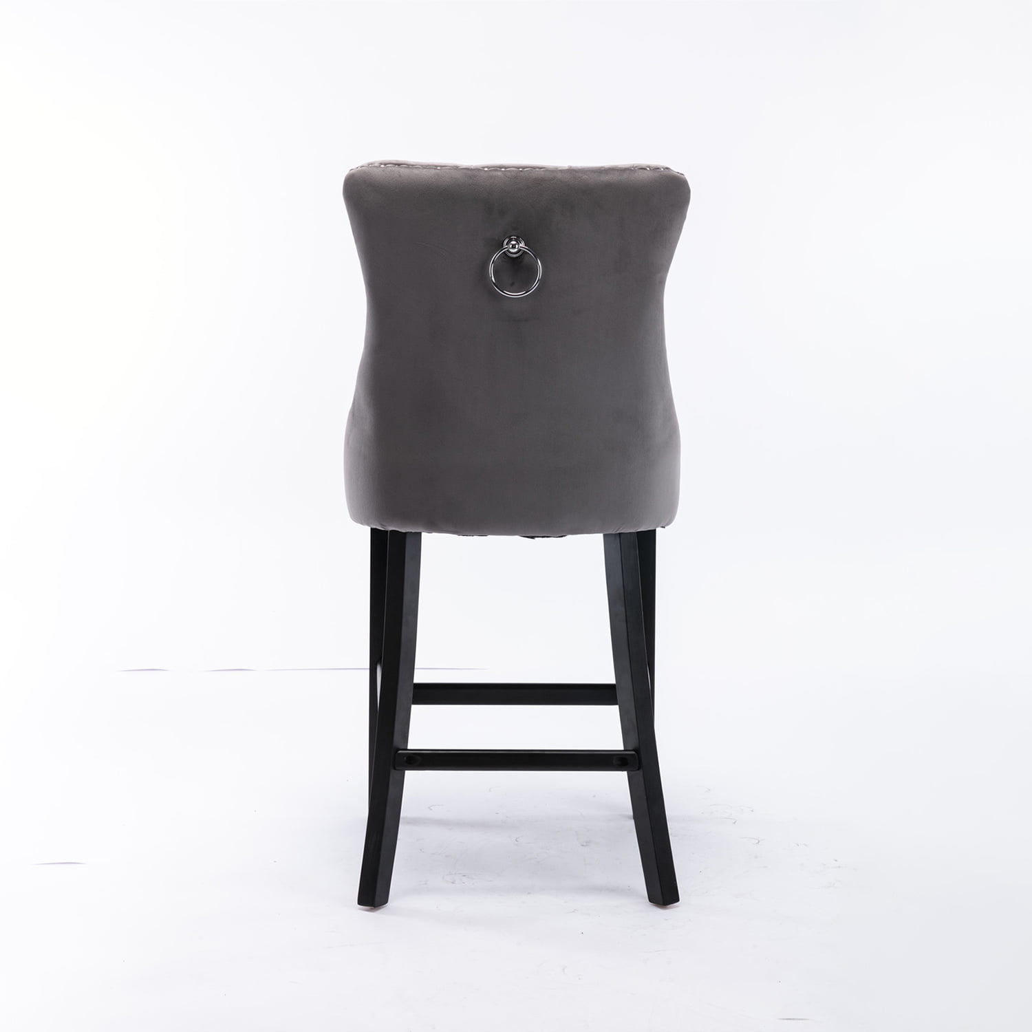 Demi Bonn 40" Counter Height Bar Stools Set of 2, Velvet Upholstered Barstools with Back, Kitchen Island Countertop Chairs for Dining Room, Gray