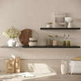 thumbnail image 5 of Wall Shelf Set of 3, Black Floating Shelves 36 in W x 10 in D x 1 in H, Wooden Floating Wall Shelf with Invisible Brackets for Living Room/Bedroom/Bathroom/Kitchen Storage and Decor, 5 of 7
