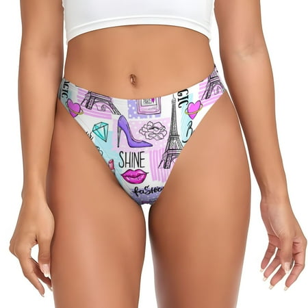 Sigee Eiffel Tower and Hearts for Women s G-String Panty  Low Rise  Soft Lace Perfect for Everyday Wear or Special Occasions-XX-Large