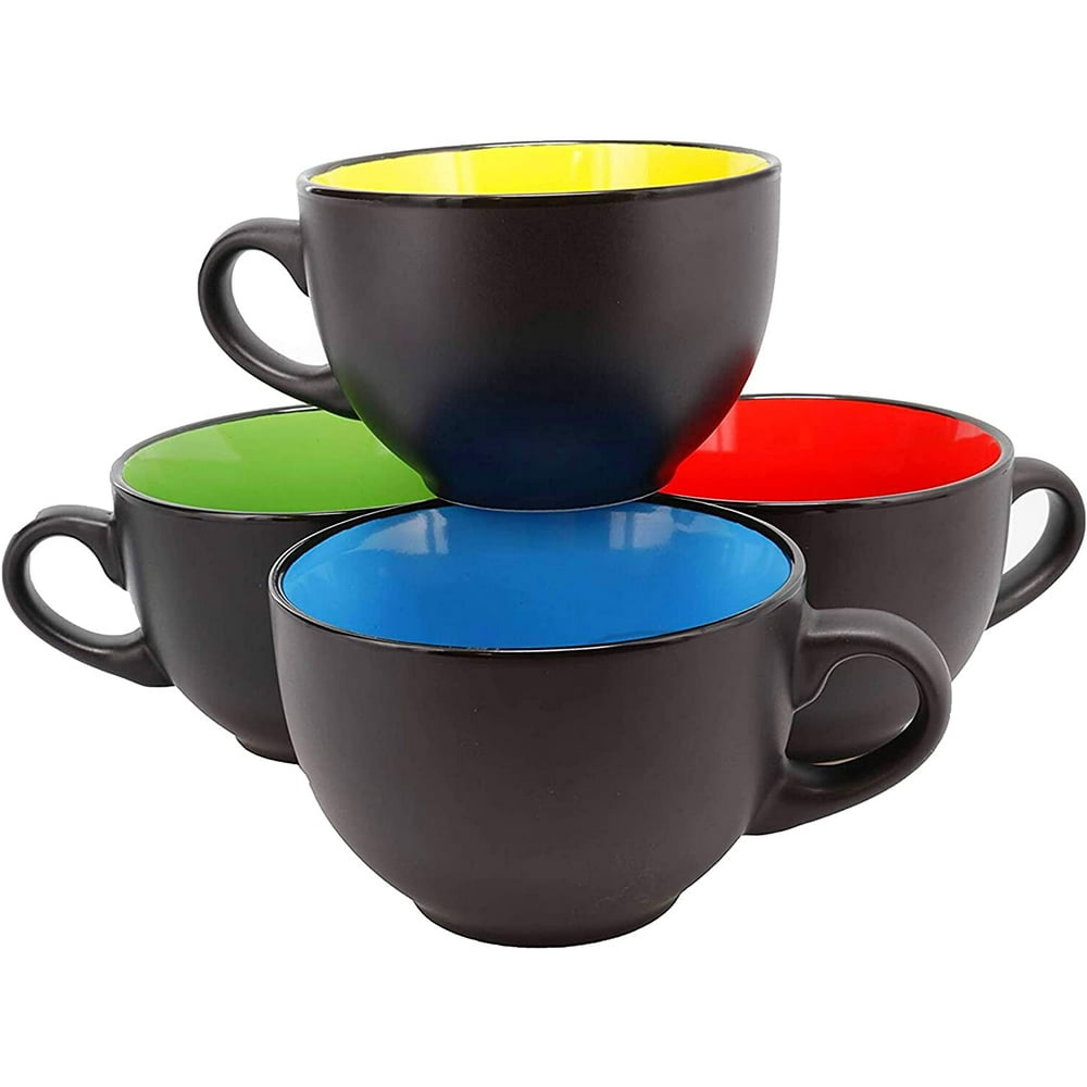 Jumbo Soup Bowl and Cereal Mugs Wide Ceramic Mug Set of 4, 24 Ounce, By