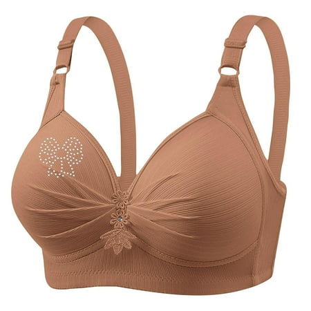 YEJIMAN Bras for Women No Underwire Adjustable Bras Full Coverage Support Bralette Plus Size Everyday Bra  Brown Long Underwear Women  Nylon Womens Underwear Cotton