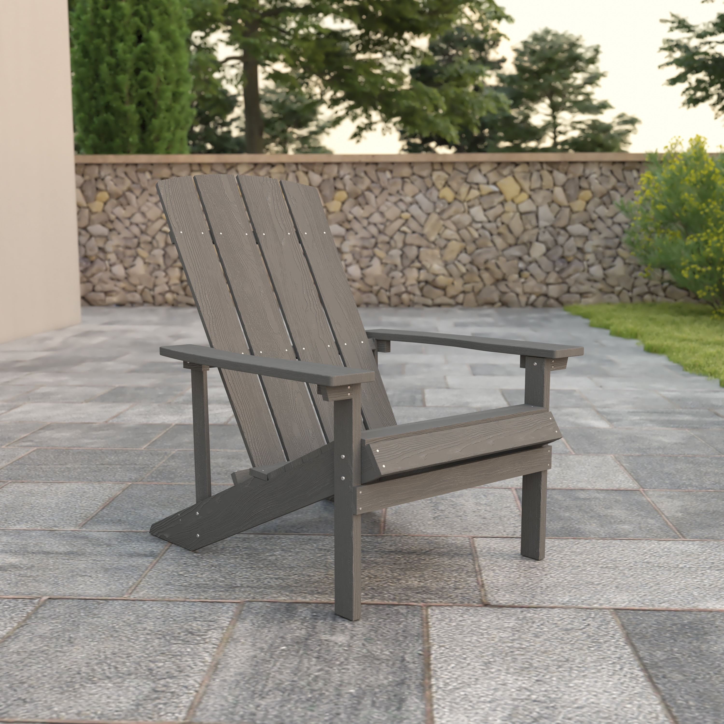 Patio Adirondack Chair Curve-Back Slate Polywood Outdoor w/ UV Protection Red 