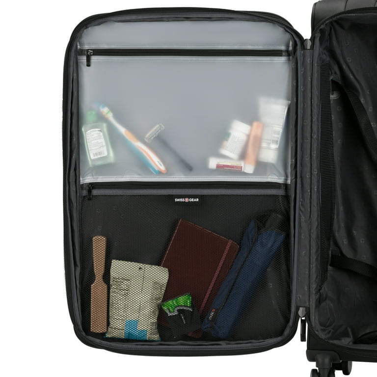 SWISSGEAR Stride Expandable Large Checked Spinner Luggage, Black
