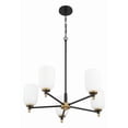 thumbnail image 3 of Craftmade - Council 5 Light 31 in. Flat Black/Satin Brass Finish Chandelier with White Frosted Glass, 3 of 6