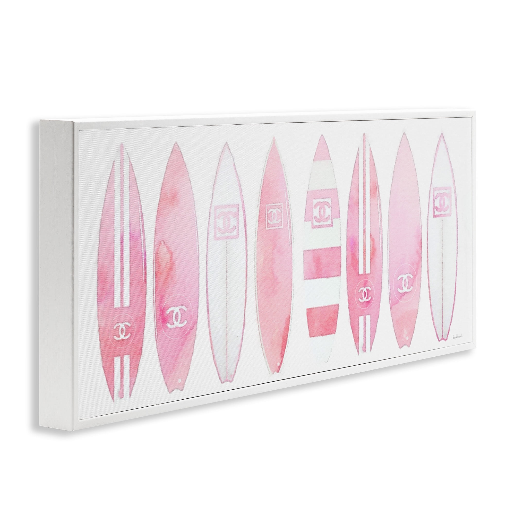 Stupell Industries Nautical Glam Fashion Surfboards Beauty & Fashion Painting White Framed Art Print Wall Art, 30 x 13