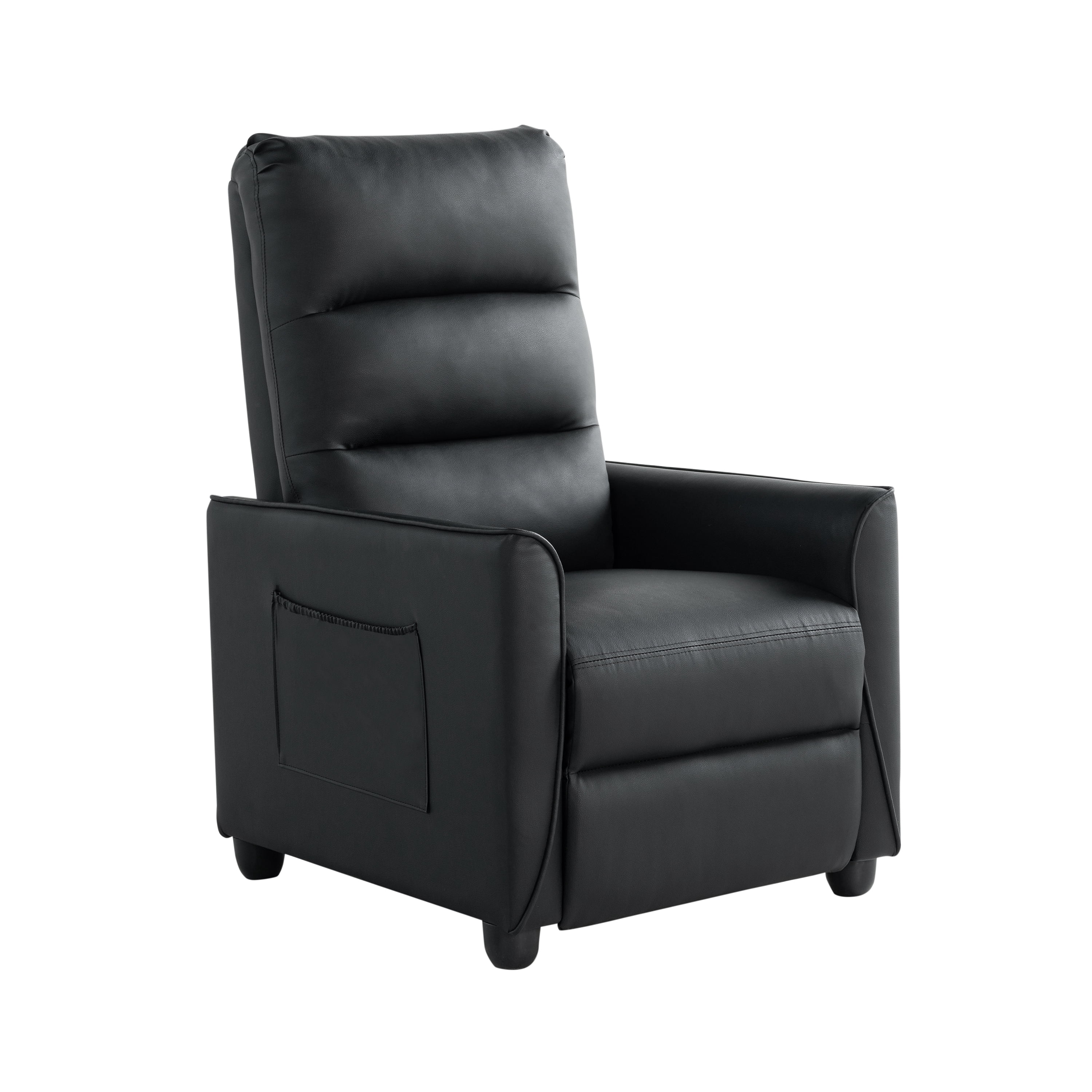 Relax A Lounger Morgan Modern Pushback Recliner, Black Faux Leather