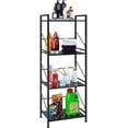 thumbnail image 1 of 4 Tier Metal Shelving Unit, Kitchen Storage Shelf Rack,Free Standing Shelving Unit Heavy Duty Shelves Rack Bathroom Shelf Plant Standfor Pantry Closet Kitchen Laundry,Black Simulated marble texture, 1 of 6