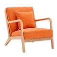 thumbnail image 3 of Zimtown Modern Arm Chair Mid-Century Upholstered Accent Chair Fabric Wood Frame Lazy Sofa Chair Comfy Leisure Couch with Free Pillow, 3 of 12