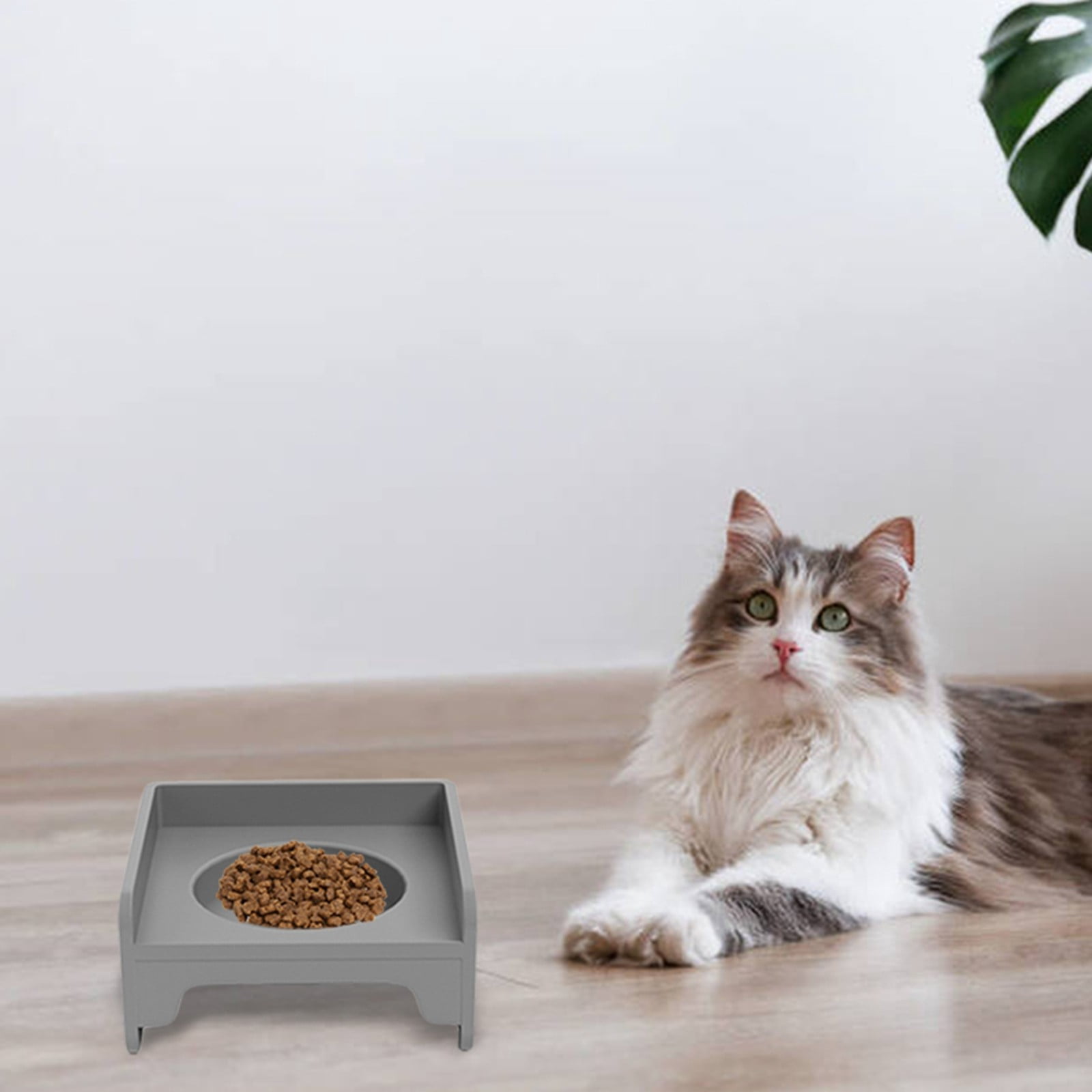 Ceramic Cat Bowl Wide Mouth Chin Square Raised Pet Dish for Cats Small Dogs Food Water Bowl Set