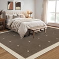 thumbnail image 4 of Garvee 9'x12' Modern Bordered Area Rug Geometric Carpet with Non Slip Backing, Contemporary Cross Motifs Dot Rug Washable Rug for Living Room Bedroom Home Decor, Brown Coffee, 4 of 10