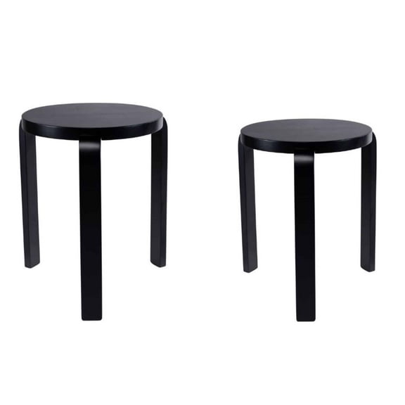 Mateo Round Backless Stacking Stools - Set of 2 - Black