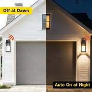 OUTON Outdoor Porch Lights Wall Mount, Modern Black Exterior Wall Sconce for House, Waterproof Carriage Lamp, Anti-Rust Aluminium Wall Lantern with Tempered Seeded Glass Shade, Light Control Black