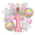 thumbnail image 1 of Set de globos de aluminio con forma de mariposa y rosquilla rosa, 10 unidades+1 número, 1 of 2