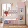 thumbnail image 2 of Twin over Twin House-Shaped Bunk Bed with Roof and Window, Kids/Teens Playful Designed Bed Frame with Fence and LED Light, 2 of 12