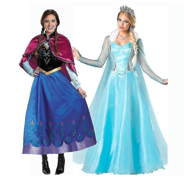 Disfraz de princesa Anna Elsa para adultos, disfraz de Navidad, disfraz elegante