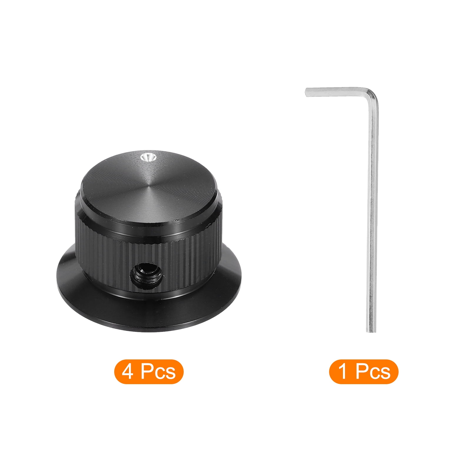 Uxcell 4 Pcs Aluminium Potentiometer Knobs, 1/4" (6mm) Universal Volume Tone Control Knobs with Round Dot Indicator for Guitar, Bass, 9/16" Black