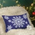 thumbnail image 4 of Christmas Throw Pillow Covers Decorative 20 X 12 Inches Pack of 2 Cozy Fleece Snowflakes Cushion Cases for Couch Sofa Bed Living Room Navy Blue, 4 of 6