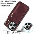 thumbnail image 5 of Nalacover for iPhone 13 Pro, Wallet with RFID Credit Card Holder and Zipper Pocket,Drop Protection Flip Cover Ring Holder Kickstand with Double Magnetic Clasp For iPhone 13 Pro, Winered, 5 of 12