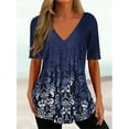 thumbnail image 4 of RWJDXD RWJDXD T-shirt Simple d'Été pour Femmes, Col en V, Manches Courtes, Mode Décontractée, 4 of 7