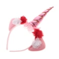 thumbnail image 1 of Tela Cuerno Diadema de Flores Halloween Navidad Disfraz Adultos , Rosa caliente Yinane Unicorn Horn Headband, 1 of 8