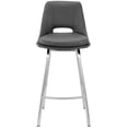 thumbnail image 3 of Home Square 30" Stainless Steel Counter Stool in Gray Faux Leather - Set of 2, 3 of 10