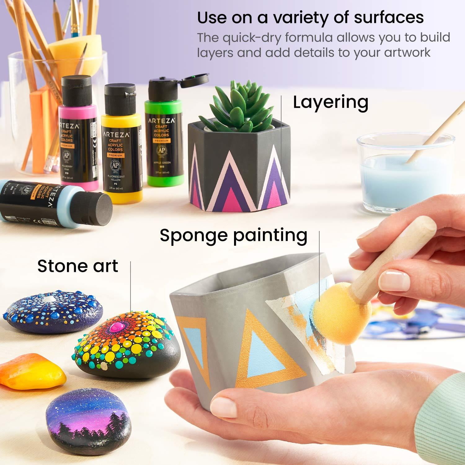 Arteza Acrylic Craft Paint, Matte Finish, Multicolor, Set of 20, 60 mL