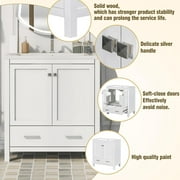 30 Bathroom Vanity with Single Sink, Combo Cabinet Undermount Sink, Bathroom Storage Cabinet with 2 Doors and a Drawer, Soft Closing, Multifunctional Storage, Solid Wood Frame, White