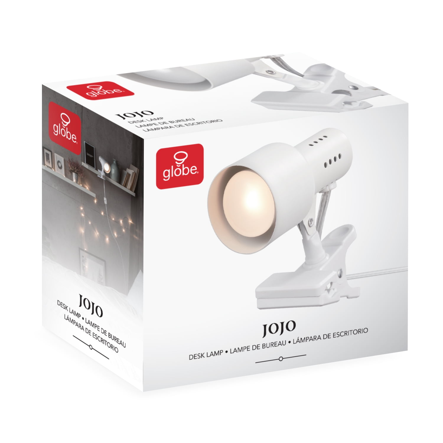 Globe Electric Jojo 5.5" Matte White Clip-Arm Desk Lamp, Bulb Included, 52965