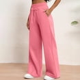thumbnail image 2 of Business Casual Pants for Women New Double Waisted Sweatpants for Women Baggy Sweatpants Drawstring Wide Leg Gym Workout Pants Loose Trousers Pinky S, 2 of 8