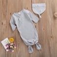 thumbnail image 4 of Gupgi 0-3M Newborn Baby Sleeping Bag Solid Color Knit Long Sleeve Sleepwear+Hat, 4 of 6