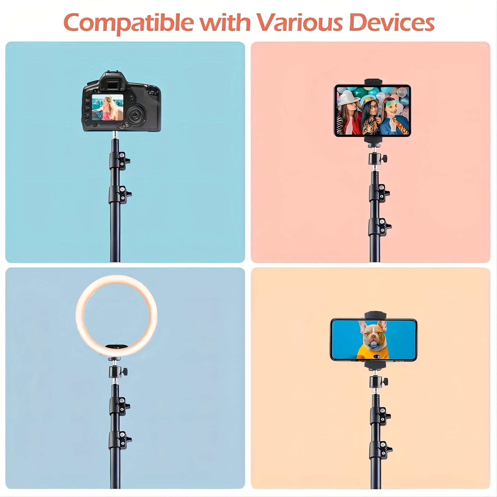 63inch/1.6m Mobile Phone Stand Tripod With Mobile Phone Universal Clip, Outdoor Support On The Ground To Take Photos--Best Halloween Gift