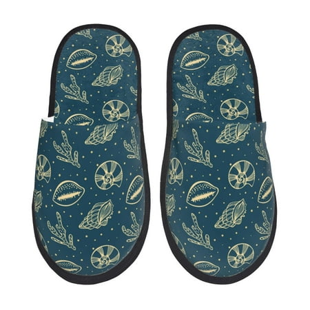 

Slippers for Women Men Conch Shells Print No.9064 Warm Womens Mens House Shoes Bedroom Slippers Fuzzy Memory Foam Slippers Winter House Indoor Shoes Aesthetic Dorm Slippers