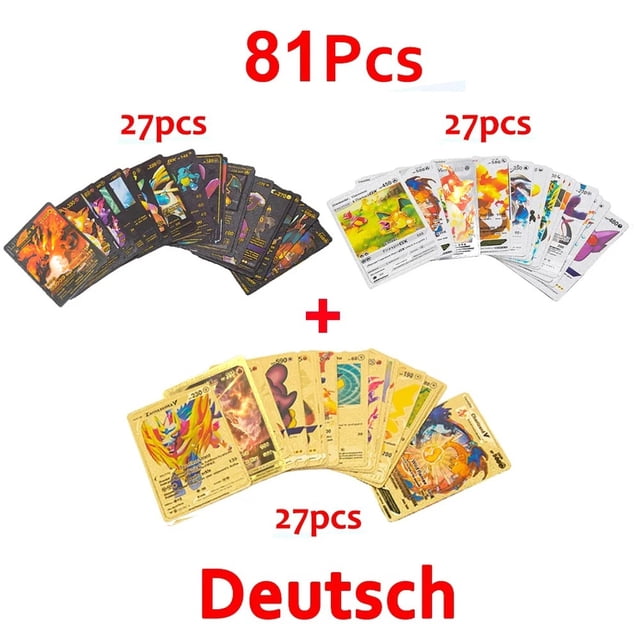Cartas de Pokémon en inglés, español, francés, alemán, dorado, colorido, Vmax, GX, EX V, Pikachu, Charizard, Colección rara, regalos de batalla, Juguetes