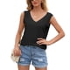 thumbnail image 5 of Camiseta de mujer Sexy Hollow Lace Manga corta Cuello en V Top informal suelto, Negro, L Kearding AP001247-11, 5 of 7