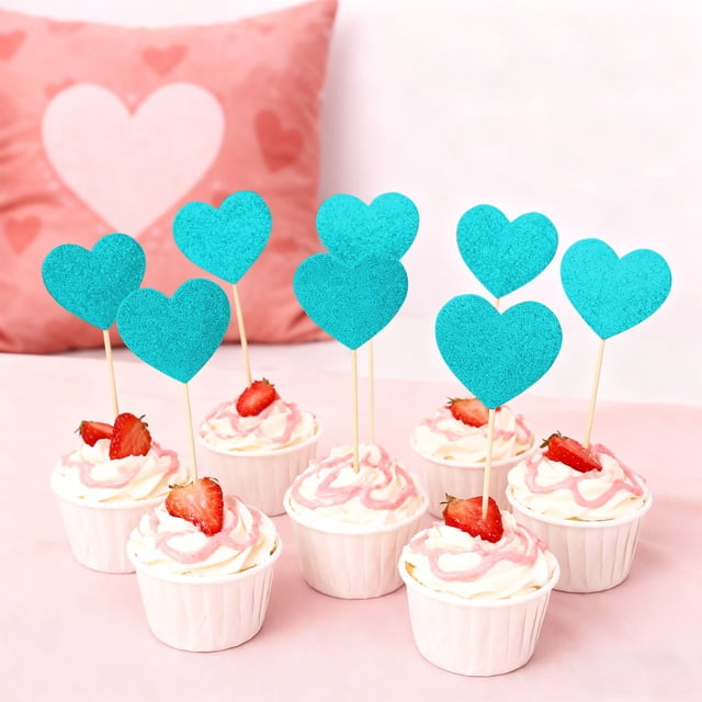 20 Pcs Pics à Cupcakes en Forme de Cœur Paillettes Rouges Doux Amour Pic à Cupcakes en Forme de Cœur Décorations Décorations de Gâteau de la Saint-Valentin pour Mariage Fiançailles Douche Nuptiale Fête d'Anniversaire Fournitures de Décorations de Gâteau