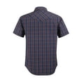 thumbnail image 2 of Coevals Club Men's Western Plaid Pearl Snap Short Sleeve Shirts (Navy Gray Red #34 4XL), 2 of 4