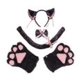 thumbnail image 2 of Lindo tocado de peluche hecho a mano con garra de gato, pajarita, orejas de bestia, cola de bestia, accesorios para cosplay, juego de diadema con orejas de gato, 2 of 4