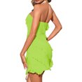thumbnail image 3 of Off Shoulder Women Strapless Slim Ifit Ruffle Club Bodycon Mini Dress, 3 of 6