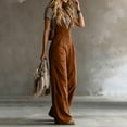thumbnail image 4 of Ke1Clo Spring Fall Jumpsuits for Women Sleeveless Loose Wide Leg Cargo Rompers with Pocket Casual Solid High Waist Romper Coffee XL, 4 of 5