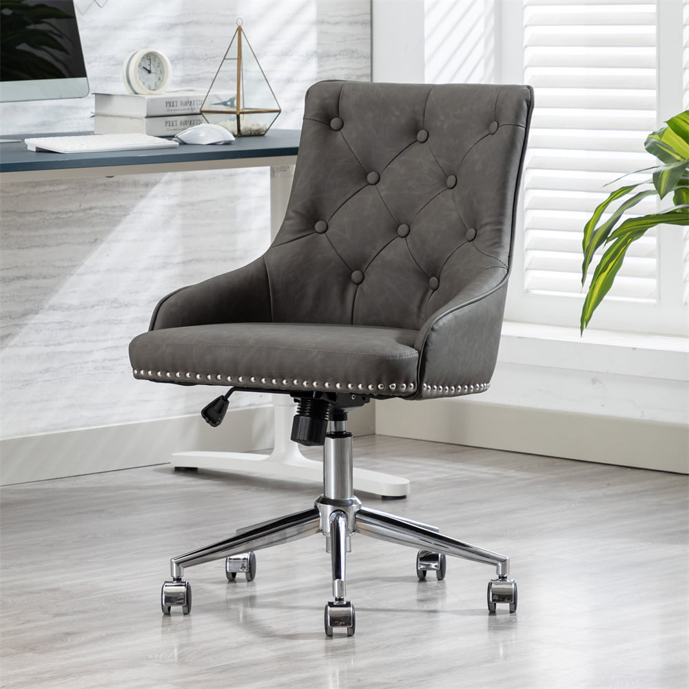 MID BACK GREY METAL BASE COMPUTER OFFICE DESK CHAIR 