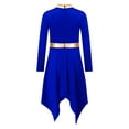thumbnail image 4 of Miutii Kids Girls Worship Praise Dance Dress Long Sleeve Shiny Tunic Liturgical Church Robe Dancewear Blue 8, 4 of 5